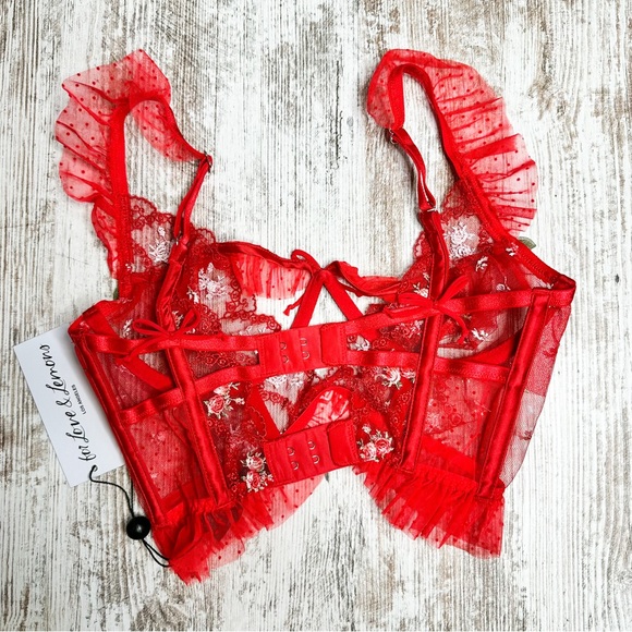 For Love and Lemons New Red Rouge Underwire Bustier Size XXS - Picture 4 of 6